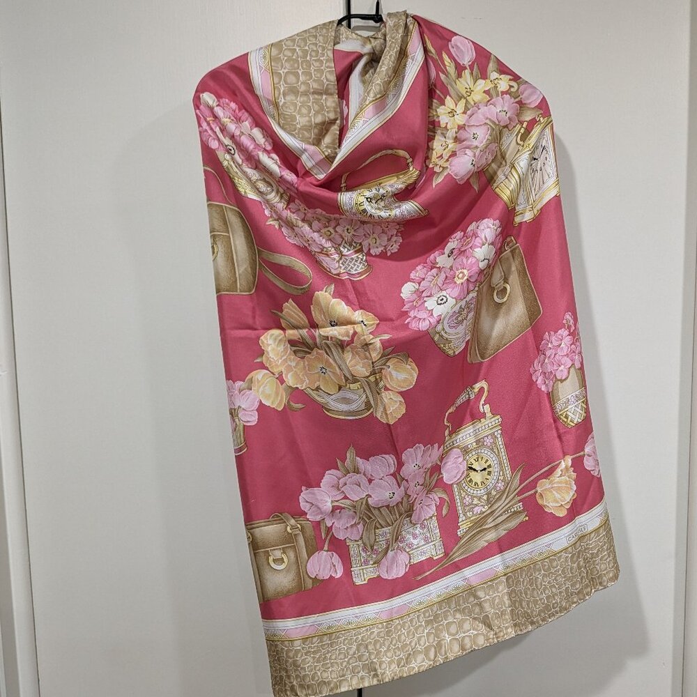 Carlisle silk scarf flower clock, pink beige